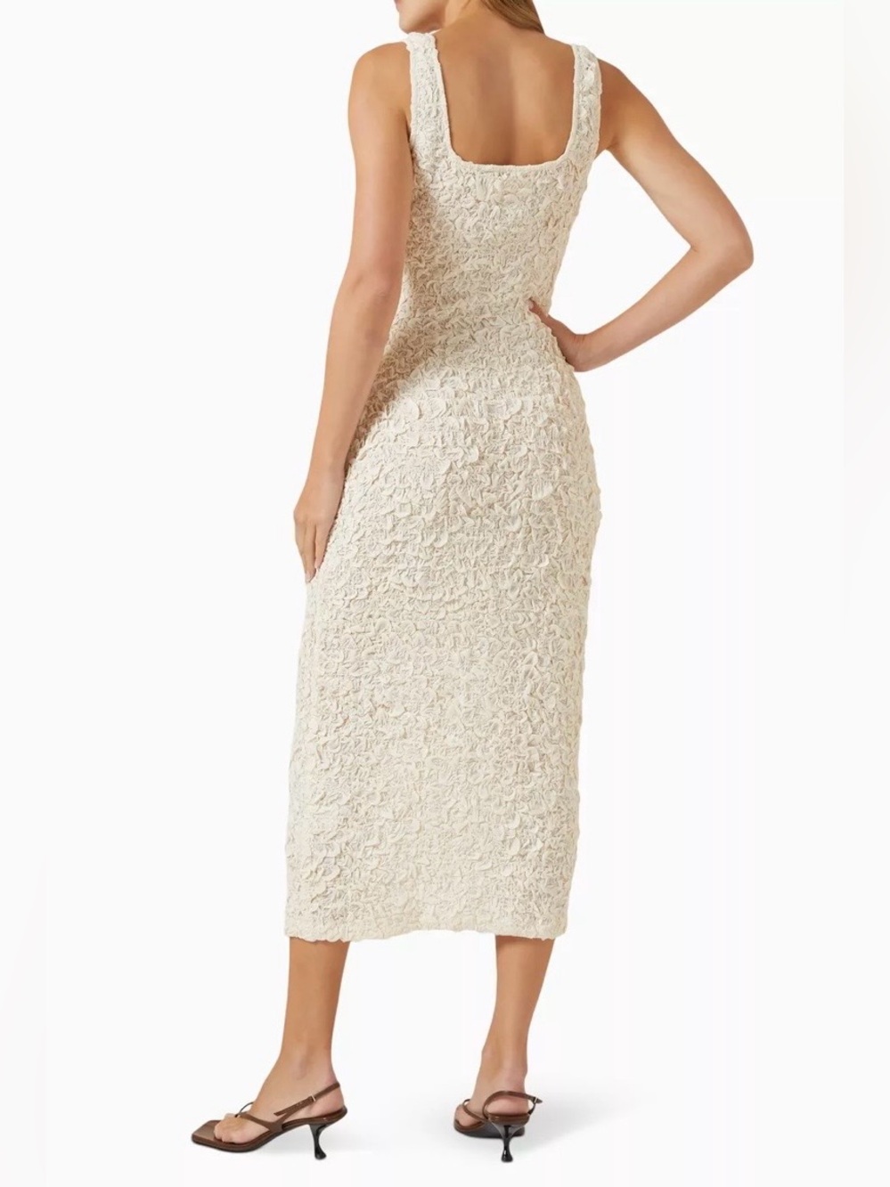 Mara Hoffman NWOT Women’s Sloan Sleeveless Midi Popcorn Column Dress In Cream XS - Picture 6 of 14